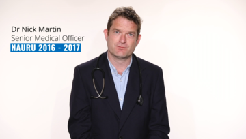 A still of war veteran and former Senior Medical Officer on Nauru, Dr Nick Martin from the TV ad
