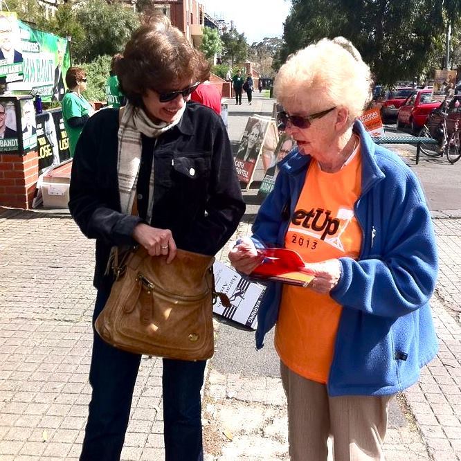 Mary handing out scorecards