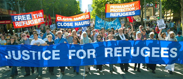 Image of refugee protest
